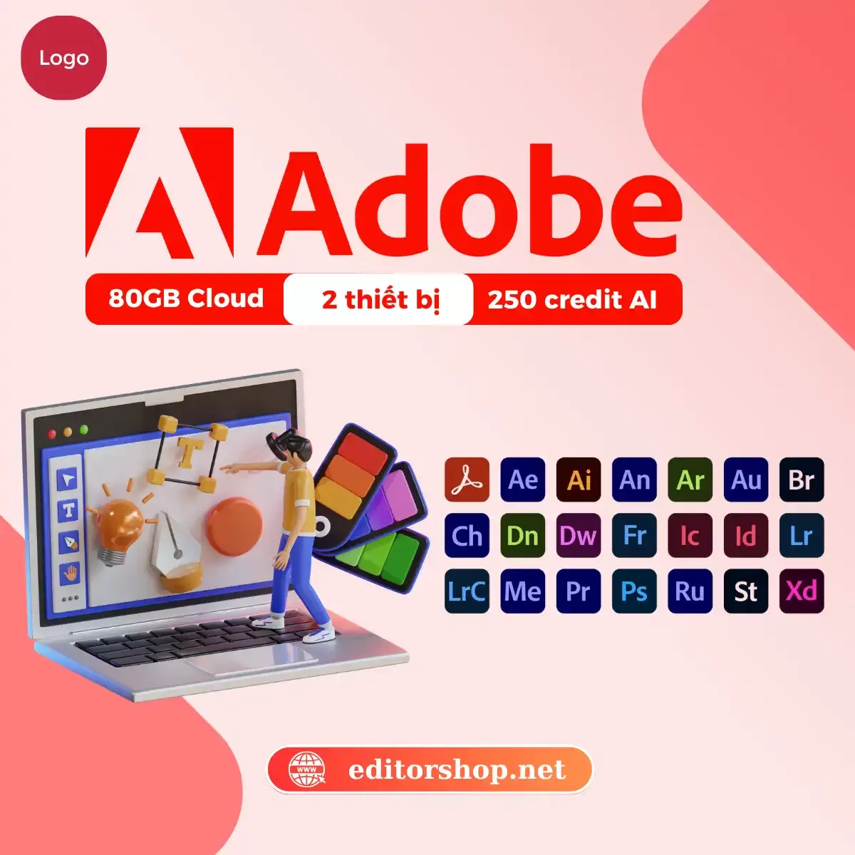 Tài khoản Adobe Full App + 80GB Cloud